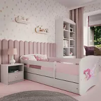 RAUMHIRSCH FURNITURE Kinderbett Jugendbett Fee mit Flügeln 70x140, 80x160, 80x180 cm - Komplettset mit Matratze, Schublade & Rausfallschutz