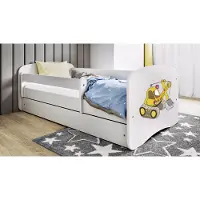 RAUMHIRSCH FURNITURE Kinderbett Jugendbett Bagger 70x140, 80x160, 80x180 cm - Komplettset mit Matratze, Schublade & Rausfallschutz