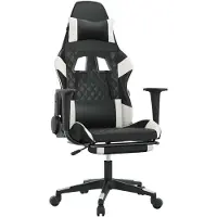 Syfax Gaming-Stuhl mit Fußstütze Schwarz und Weiß Kunstleder
