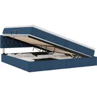 Syfax Aufbewahrungsbett mit Matratze Blau 200 x 200 cm Holzwerkstoff