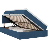 Syfax LED-Speicherbett mit Matratze Blau 120 x 200 cm Stoff