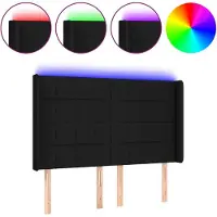 Syfax LED Kopfteil Schwarz 144x5x118/128 cm Stoff