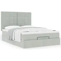 Syfax Ottoman-Bett mit Matratzen Hellgrau 140x190 cm Samt