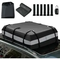 Costway 420L Dachbox faltbar für Auto, Gepäckbox wasserdicht mit Zahlenschloss, 6 Türhaken, Anti-Rutsch-Matte & Tragetasche, ohne Gepäckträger Grau