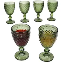 MamboCat 6x Diamond Weingläser grün 200ml Glas Relief Weißwein Rotwein Wasser