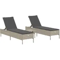 Syfax 3-tlg. Sonnenliegen-Set mit Auflage Hellgrau Poly Rattan