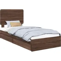 Syfax Aufbewahrungsbett Braun Eichen-Optik 75 x 190 cm Holzwerkstoff