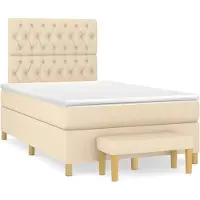 Syfax Boxspringbett mit Matratze Creme 120x190 cm Stoff