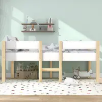 SOFTWEARY Kinderbett mit Lattenrost, 90x200 cm, Einzelbett mit Rausfallschutz, Holzbett aus Kieferholz