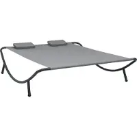 vidaXL Sonnenliege Anthrazit Stoff, 200x173x45 cm, 2 Kissen, witterungsbeständig, pulverbeschichtetes Stahlgestell