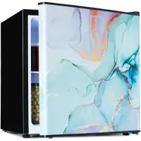 Klarstein CoolArt Kühl-Gefrier-Kombination - Kühlschrank mit 2 Kühl-Ebenen, Design-Front, Thermostat mit 5 Stufen, 0 bis 10 °C, Fassungsvermögen: 45 Liter, Motiv: Pastell