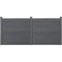 Neu.holz WPC Gartenzaun Grau mit Pfosten Sichtschutz Windschutz Lamellenzaun Zaun 165x314cm [.holz]