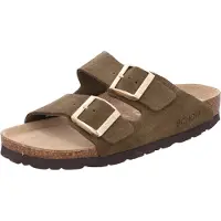 Rohde Damen Pantolette aus Veloursleder mit verstellbaren Schnallen Alba 5590, Größe:41 EU, Farbe:Grün