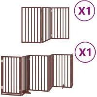 Syfax 9-tlg. Hundetor mit Tür Faltbar Braun 450 cm Pappelholz