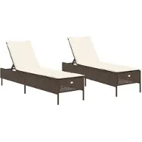 vidaXL Sonnenliegen mit Auflagen 2 Stk. Braun Poly Rattan