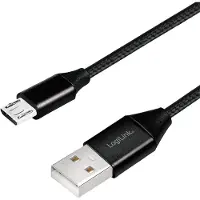Logilink CU0144, 1 m, USB A, Micro-USB B, USB 2.0, 0,48 Gbit/s, Schwarz