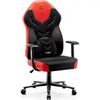 Diablo X-Gamer 2.0 Gaming Stuhl Bürostuhl Stoffbezug Ergonomisches Design Lendenwirbelkissen Softpadauflage (Schwarz-Rot)