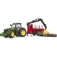BRUDER 03154 John Deere 7r 350 With Forestry Trailer And 4 Trunks Bauspiel