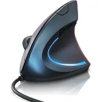 Titanwolf - Vertikale Ergonomische Optische Maus, Vorbeugung Gegen Mausarm/Tennisarm (RSI Syndrom), 1000/1600 DPI, kompatibel mit Windows und Mac
