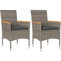 vidaXL Gartenstühle mit Kissen 2 Stk. Grau Poly Rattan