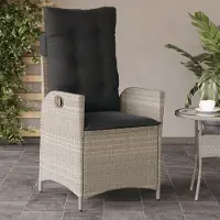 vidaXL "2026 Promotion" Gartensessel mit Kissen Verstellbar Hellgrau Poly Rattan - Gartenstühle CC22247
