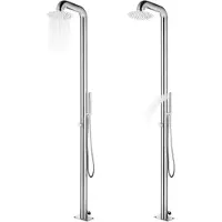 vidaXL Gartendusche mit Grauer Bodenplatte 230 cm Edelstahl
