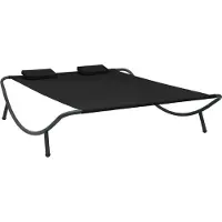 Syfax dkd-home-decor Gartenliege Sonnenliege Schwarz Oxford-Gewebe, Stahl 200 x 145 cm