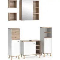 Vicco Badmöbel-Set Senyo Weiß 5 Teile, mit Regalen, Model 36436