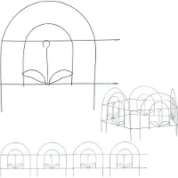 Relaxdays Beetzaun, 5-teilige Beetumrandung für Garten, Dekozaun aus Metall, zum Stecken, HxB: 34,5 x 245 cm, grün