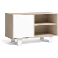Skraut Home TV-Schränke für Wohnzimmer, Modell Wind, Eiche farbe und Weiß, 95x40x57cm