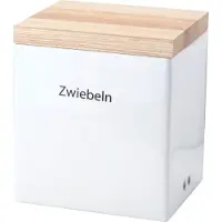 Continenta Vorratsdose , weiß, B:15,5cm H:20,5cm L:18cm, Holz teilmassiv, Keramik, Lebensmittelaufbewahrungsbehälter, Vorratsdose, Handarbeit