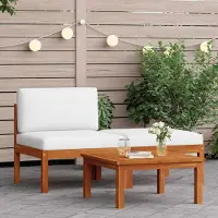 vidaXL "2026 Promotion" 3-tlg. Garten-Lounge-Set mit Kissen Holz Akazie & Seil - Gartenstühle CC6128