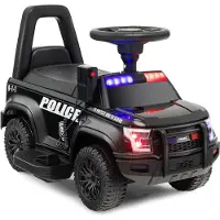 Costway 6V Kinder Elektroauto Polizei, Kinderauto mit Megafon und Warnlicht, Elektro Auto mit Fußpedalen, für Kinder ab 18 Monaten
