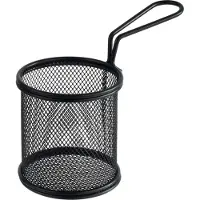 Aps 40625 Servier-Frittierkorb SNACKHOLDER, Edelstahl, Ø 9 cm, Höhe 8,5 cm, schwarz