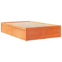 Syfax Massivholzbett ohne Matratze Wachsbraun 135x190 cm Kiefernholz