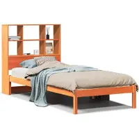 Syfax Massivholzbett mit Regal ohne Matratze Wachsbraun 75x190 cm