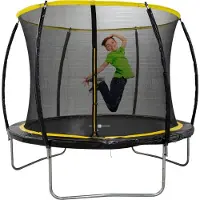 Dunlop Trampolin 6FT - 183 x 50 cm - Gartentrampolin mit Sicherheitsnetz 200 cm - Kindertrampolin - Max. 80 KG - Schwarz/Gelb