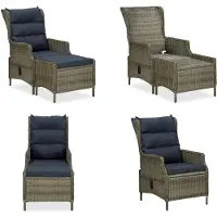 vidaXL Verstellbarer Gartensessel mit Fußhocker Poly Rattan Braun - Gartenstuhl - Gartenstühle - Rattan Gartenstuhl - Rattan Gartenstühle