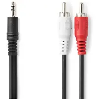 Nedis Stereo-Audiokabel - 3.5 mm Stecker - 2x RCA Stecker - Vernickelt - 15.0 m - Rund - Schwarz - Label