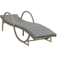 Syfax Sonnenliege mit Auflage Beige 60x199x42 cm Poly Rattan