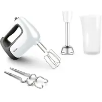 Tefal Handmixer "PrepMix+" 500 W Turbo-Funktion, 2 Rührbesen, 2 Knethaken, Pürierstab-Aufsatz, HT4621