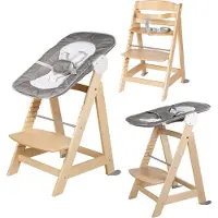 Roba Born Up Treppenhochstuhl, Set 2in1, 'Sternenzauber', mit Liegefunktion, ab Geburt, natur