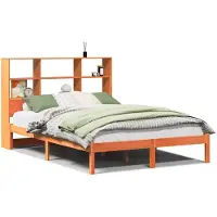 Syfax Massivholzbett mit Regal ohne Matratze Wachsbraun 120x200 cm