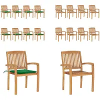 vidaXL Stapelbare Gartenstühle mit Kissen 8 Stk. Massivholz Teak - Gartenstuhl - Gartenstühle - Holzstuhl - Holzstühle