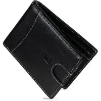 SERASAR | Geldbörse [Clever] mit Schwarz/Weißes Münzfach Leather | Farbe: Schwarz/Weißes Münzfach | Länge: 12.5cm