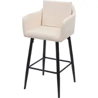 Mendler Barhocker MCW-H93, Barstuhl Tresenhocker, Fußablage Metall Kunstleder creme-beige