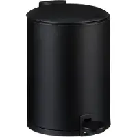 Relaxdays Mülleimer Bad, 3 l, Kosmetikeimer mit Soft-Close, matte Optik, entnehmbarer Inneneimer, Treteimer, schwarz