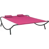 Syfax Gartenliege Rosa Oxford-Gewebe Stahl 200 x 173 x 45 cm mit waschbaren Kissenbezügen