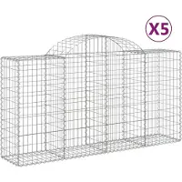 vidaXL Möbel Gabionen-Hochbeet - Blumenkasten - mit Hochbogen 5er-set - multifunktional& Moderne - 200x50x100/120cm Verzinktes Eisen - Beete Einfacher Aufbau CLORIS7795147