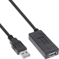 InLine USB 2.0 Aktiv-Verlängerung, USB-A Stecker/Buchse, 5m, 5 m, USB A, USB A, USB 2.0, 0,48 Gbit/s, Schwarz